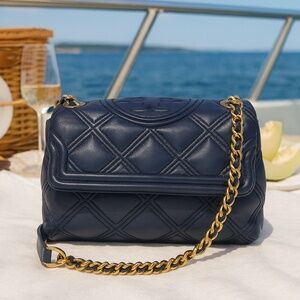 Tory Burch Soft Fleming Royal Navy Small Convertible Shoulder Bag/Crossbody Bag